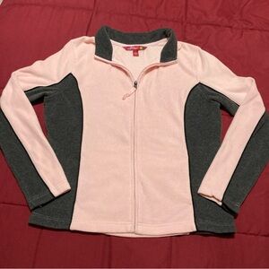 SO... Kohls Light Pink/Gray  Zip Up Fleece Sweatshirt Juniors Size L Large